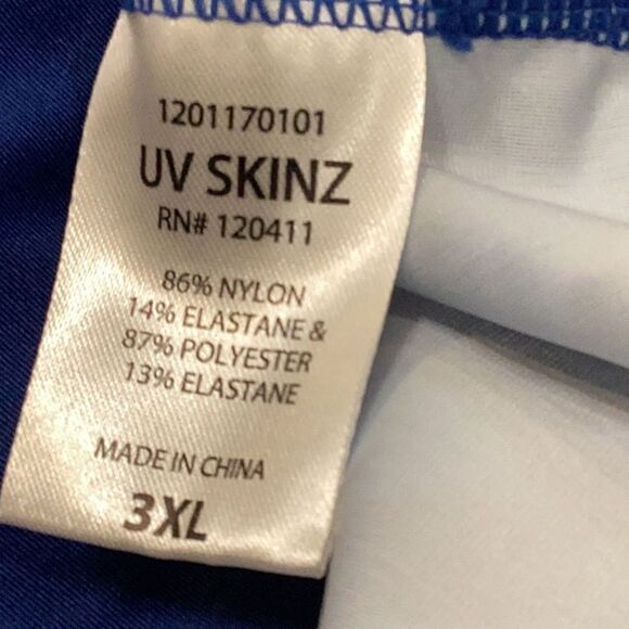 NWT Long Sleeve Half Zip Swimsuit UV Skin Blue Size 3X UPF 50+ Rash Guard - Picture 10 of 12